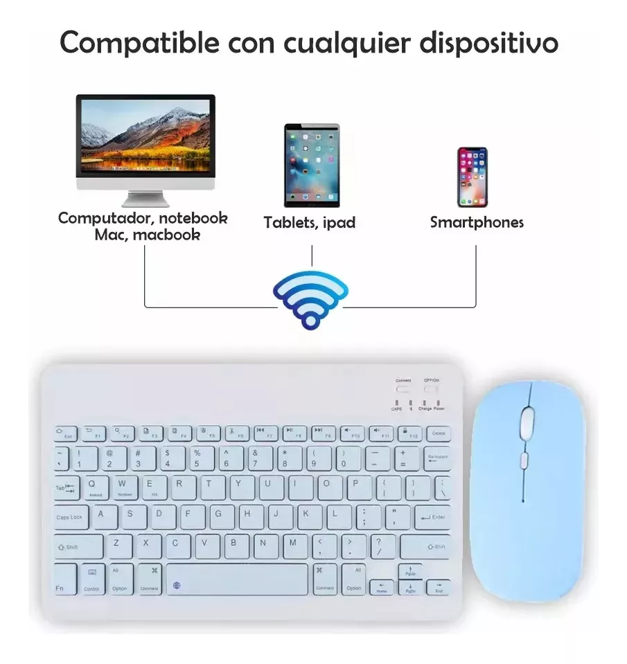 Kit Teclado + Mouse Para Ipad Tablet Celular Pc Bluetooth - Imagen 9