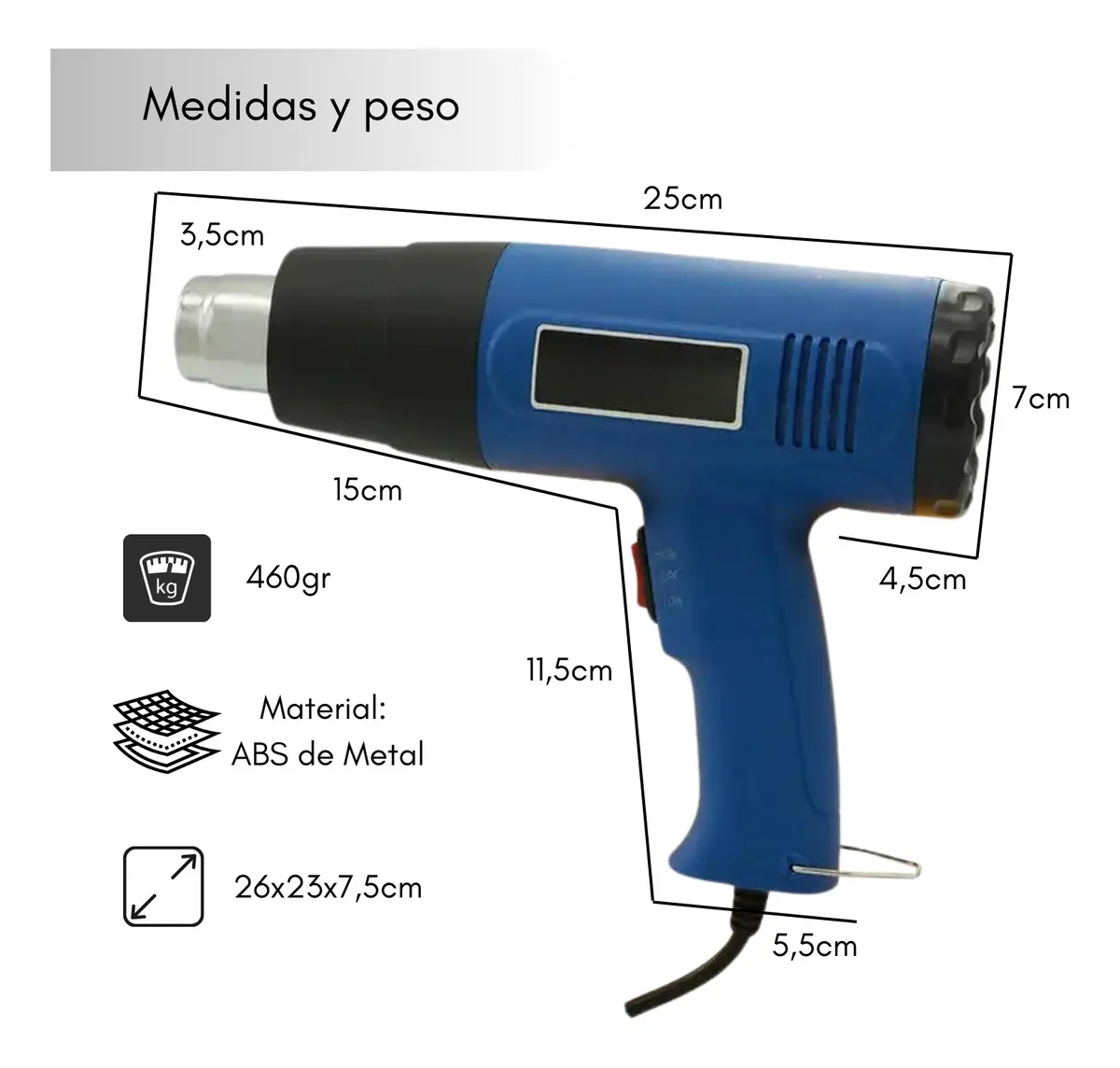 Pistola De Calor Aire Caliente 2000w 300-550 °c - Imagen 3