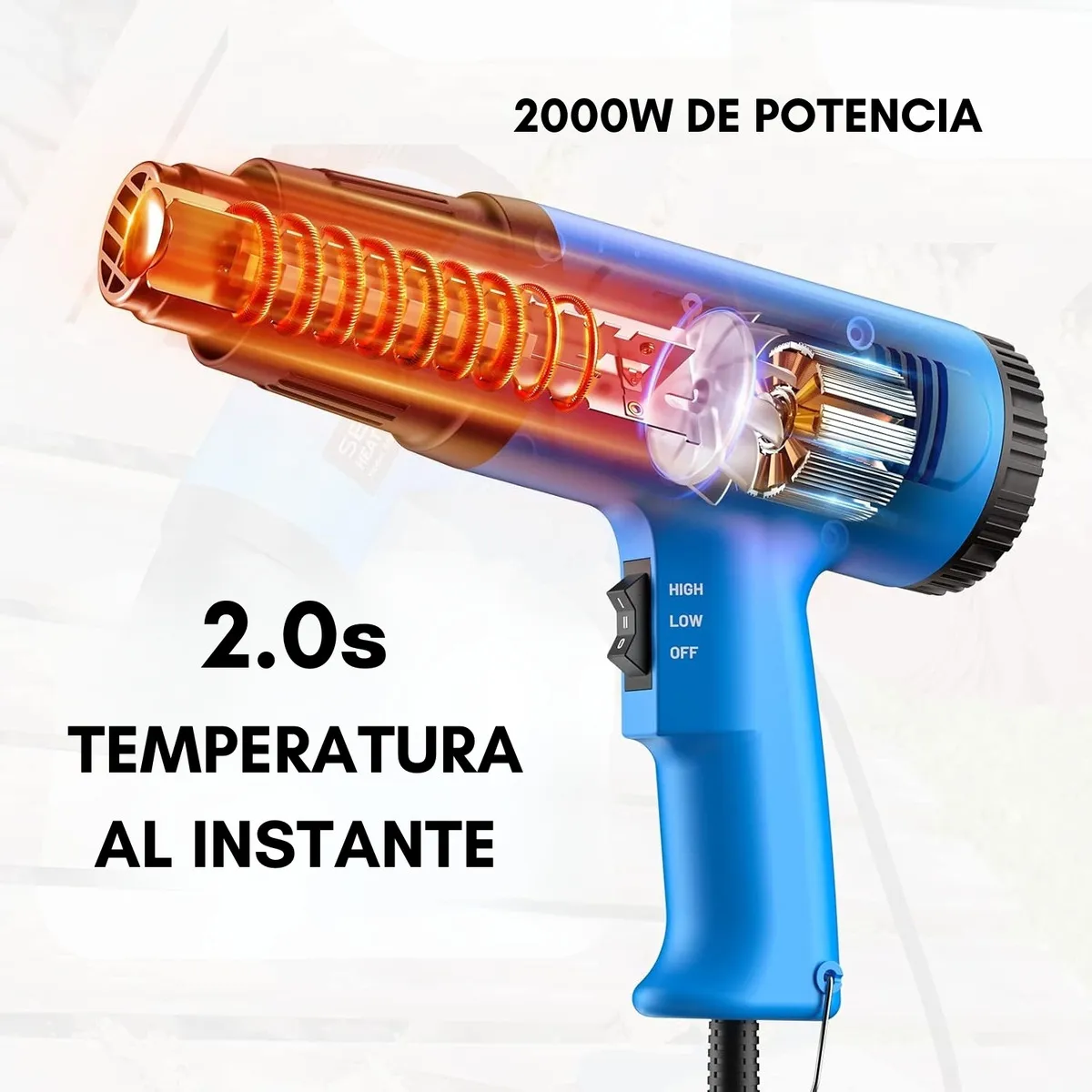 Pistola De Calor Aire Caliente 2000w 300-550 °c - Imagen 4