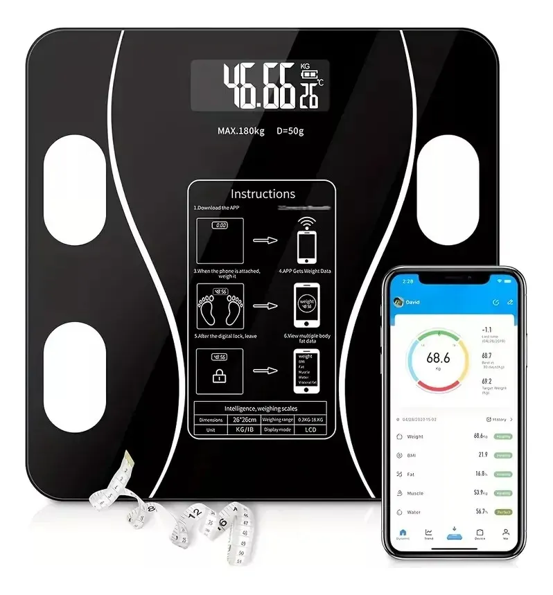 Bascula Inteligente Digital Color Negro Con Baterias - Imagen 3