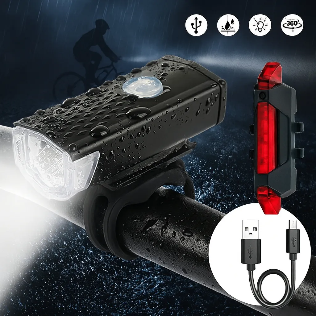 Luz Bicicleta Delantera Y Trasera Recargable Usb Impermeable - Imagen 2