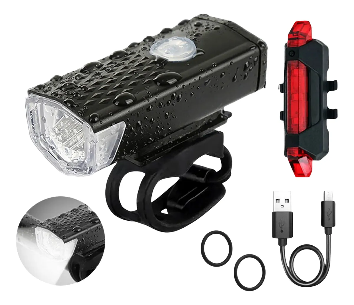 Luz Bicicleta Delantera Y Trasera Recargable Usb Impermeable - Imagen 3