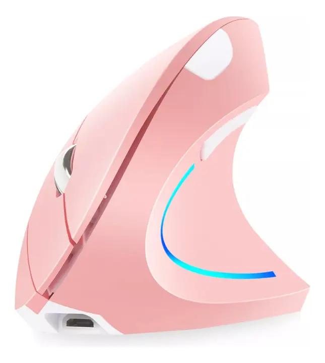 Mouse Ergonómico Inalámbrico Óptico Vertical Con Carga Usb Rosa - Imagen 3