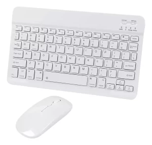 Kit Teclado + Mouse Para Ipad Tablet Celular Pc Bluetooth Blanco