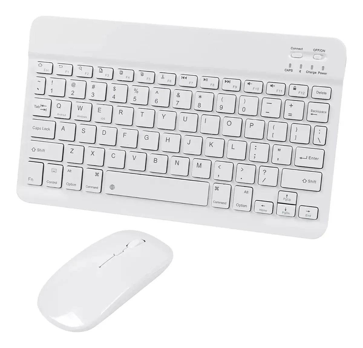 Kit Teclado + Mouse Para Ipad Tablet Celular Pc Bluetooth Blanco