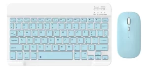 Kit Teclado + Mouse Para Ipad Tablet Celular Pc Bluetooth Azul