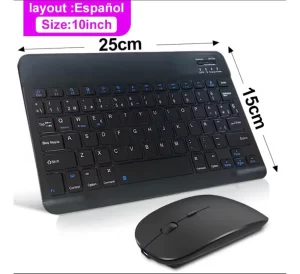 Kit Teclado + Mouse Para Ipad Tablet Celular Pc Bluetooth Negro