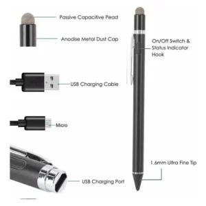 Lápiz Táctil Capacitivo Universal Punta Suave Alta Precisión Negro