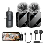 Micrófonos Solapa Inalámbrico Reducción Ruido Usb-c Ip 3.5mm Negro