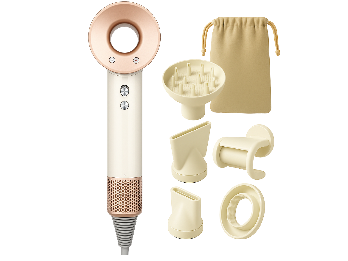 Secador De Pelo Dupe Dyson Iónico Supersonic 1600w Alta Velocidad Color Blanco