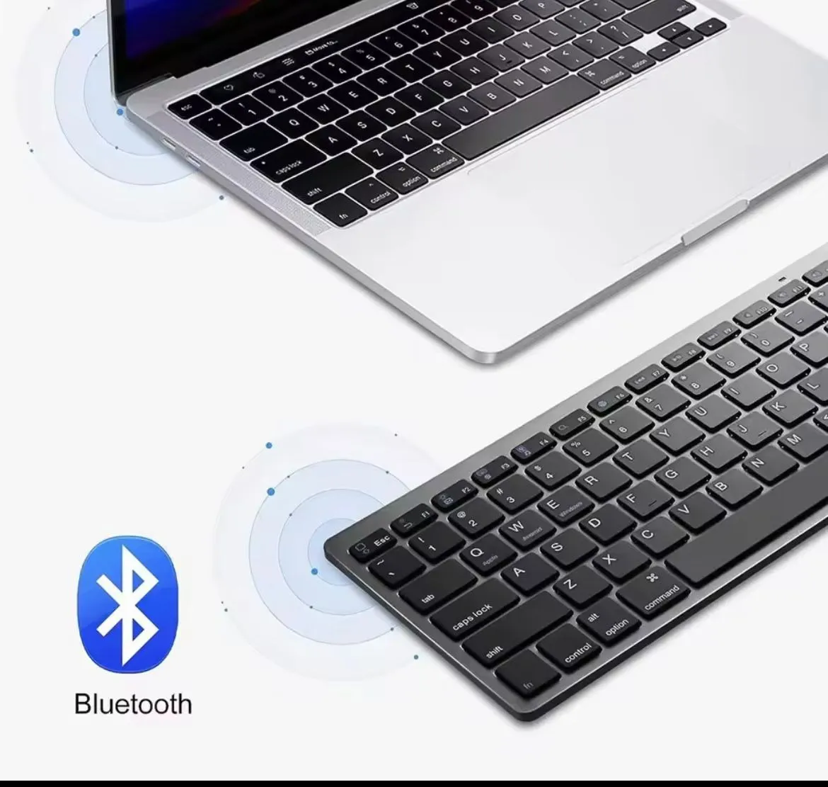 Teclado Inalámbrico Bluetooth Ergonómico Qwerty Tablet Pc Negro Español Latinoamérica