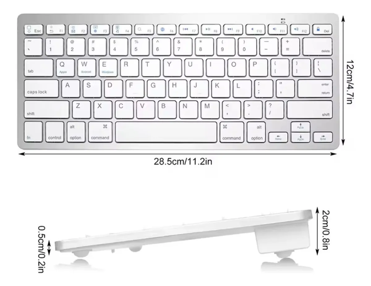 Teclado Inalámbrico Bluetooth Ergonómico Qwerty Tablet Pc Blanco Español Latinoamérica