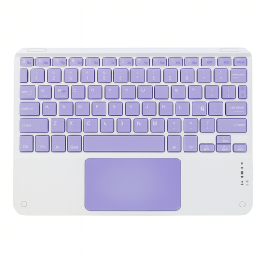 Teclado Bluetooth Universal Touchpad Tablet Ipad Pc Español Blanco-Lila
