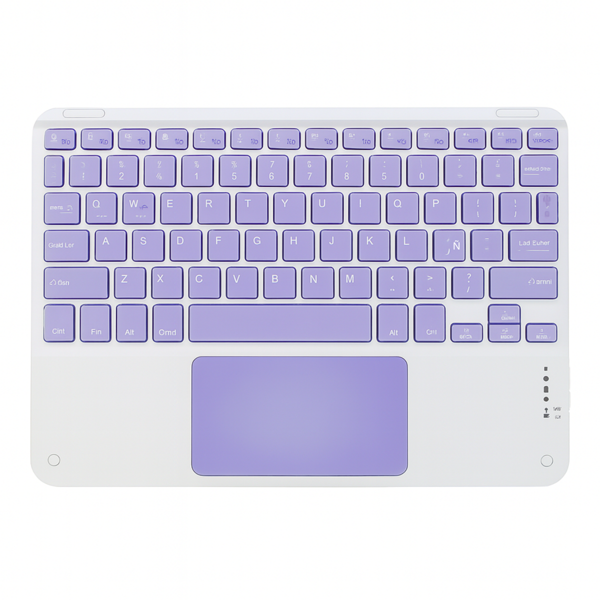 Teclado Bluetooth Universal Touchpad Tablet Ipad Pc Español Blanco-Lila