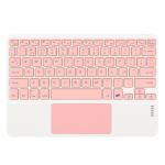 Teclado Bluetooth Universal Touchpad Tablet Ipad Pc Español Blanco-Rosa