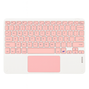 Teclado Bluetooth Universal Touchpad Tablet Ipad Pc Español Blanco-Rosa