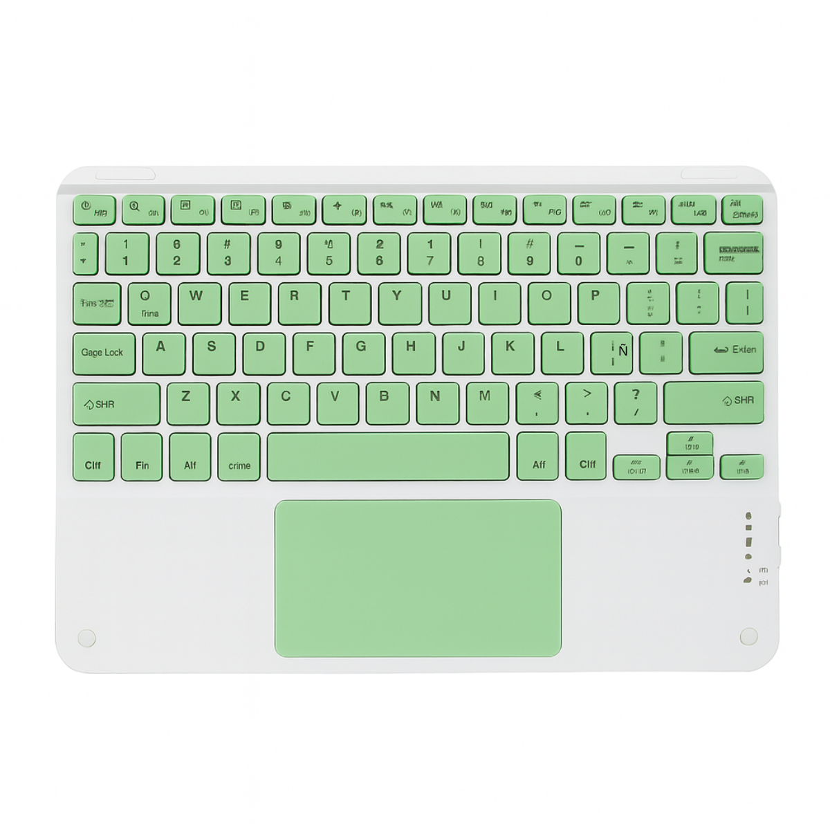 Teclado Bluetooth Universal Touchpad Tablet Ipad Pc Español Blanco-Verde