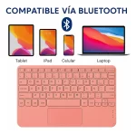 Teclado Bluetooth Universal Touchpad Tablet Ipad Pc Español Rosa Salmón