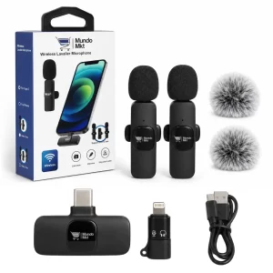 Micrófonos De Solapa Inalámbricos Con Reducción De Ruido Para Celular Y Tablets Compatibles Con Usb-c / Y Puerto Lightning Plug And Play